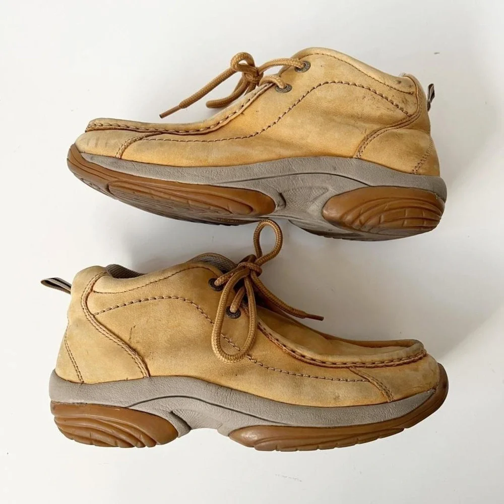 Vintage Chunky Tan Suede Leather Boat Shoe Ankle Boots‎ Shoes 8.5 women's